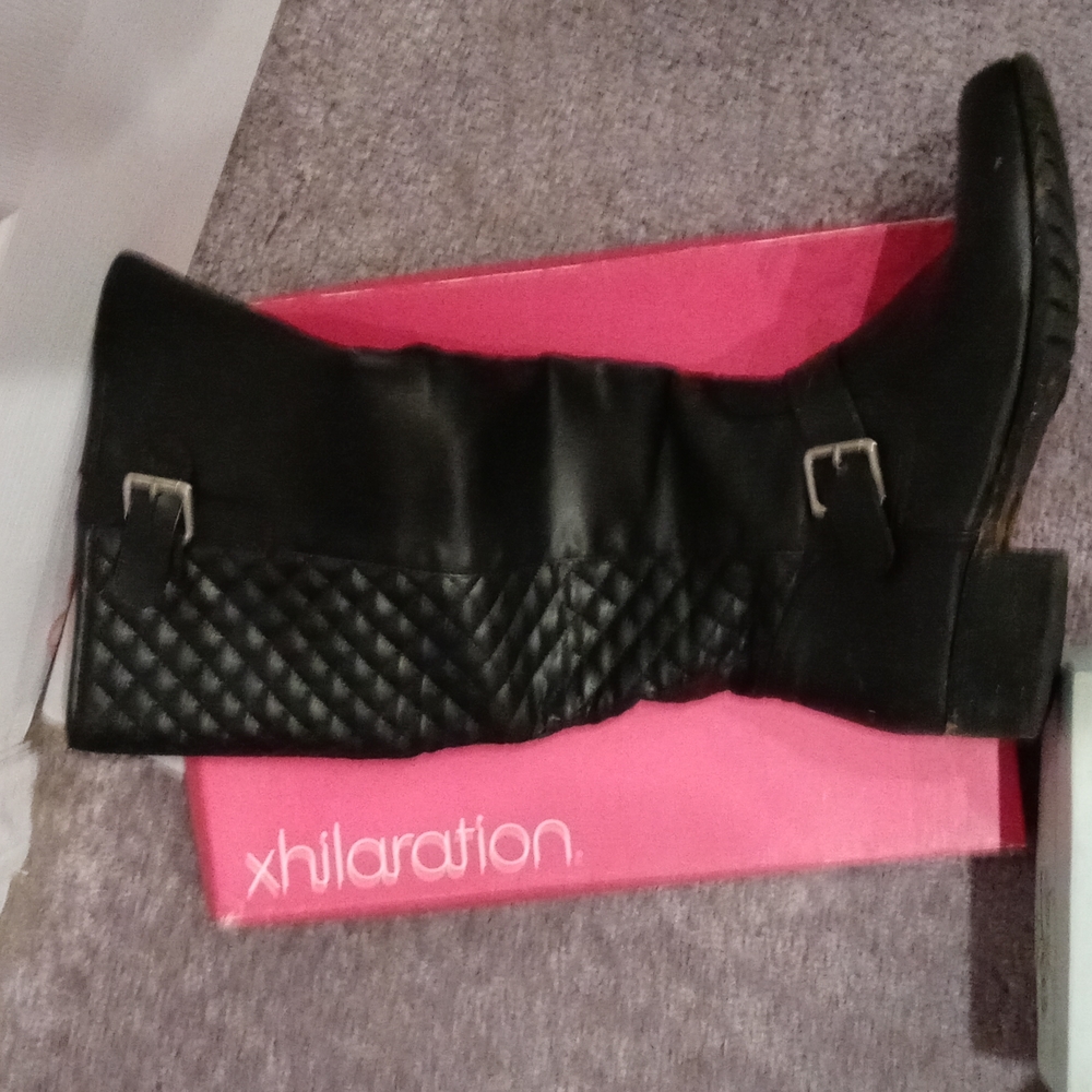 Black quilted tall boots